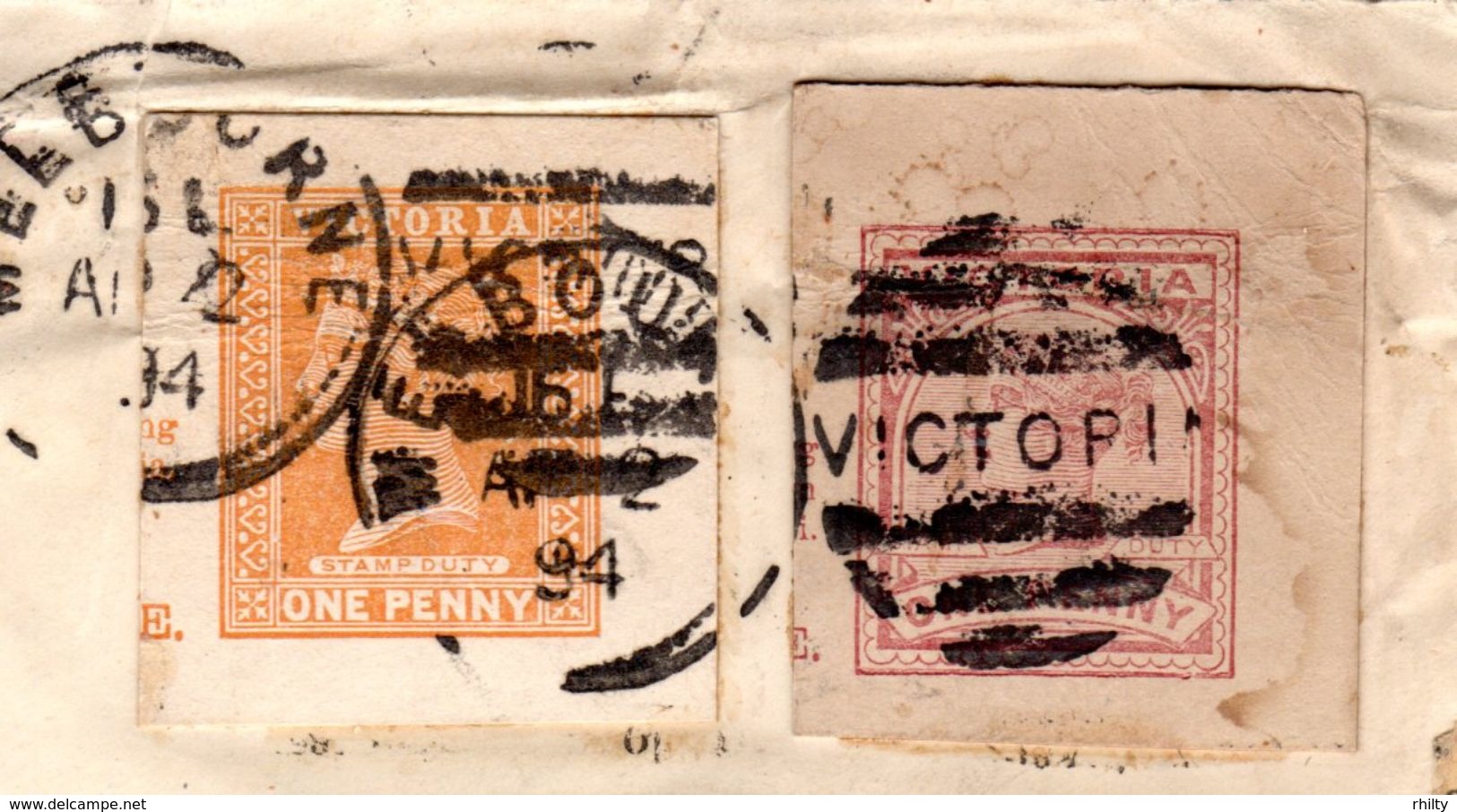 1894 Victoria Australia Postal Card And Stationary Cutouts Used As Stamps To Pittsburgh USA - Covers & Documents