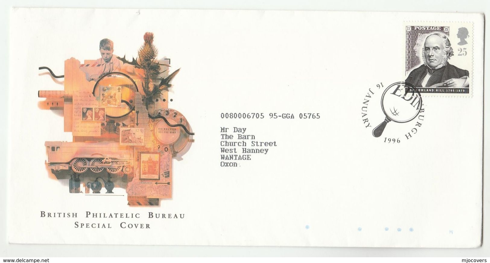 1996 GB EVENT COVER  ROWLAND HILL PENNY BLACK  MAGNIFYING GLASS Stamp On Stamps Cover - Stamps On Stamps