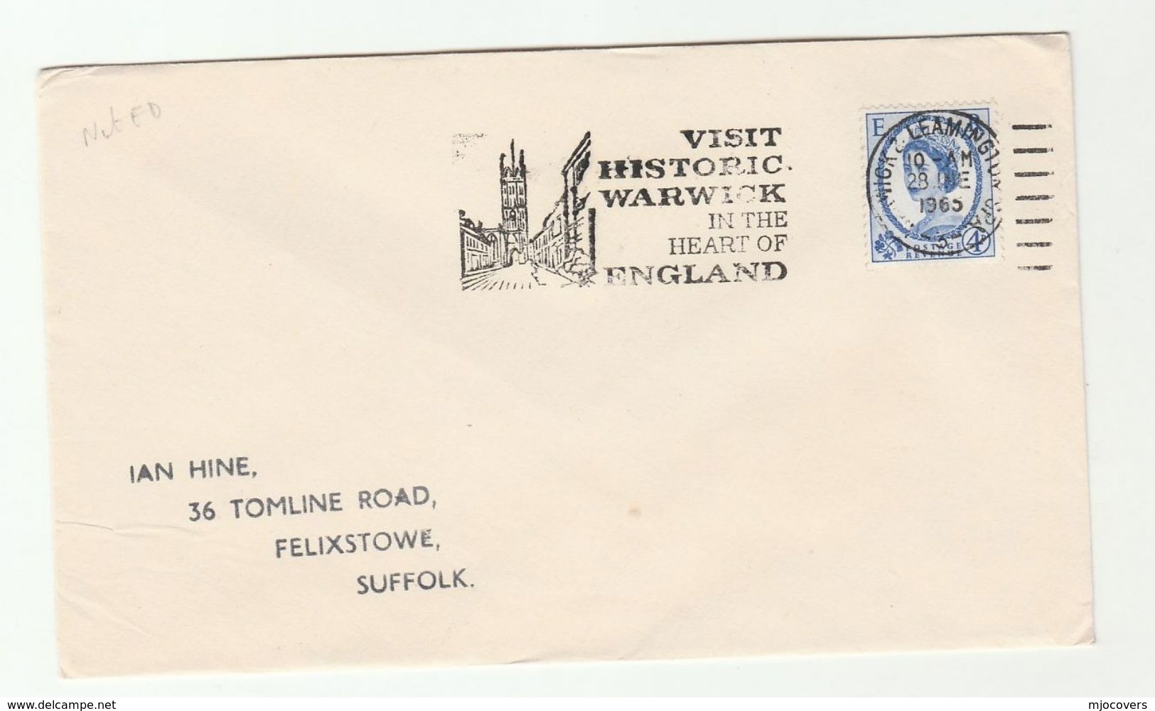 1965  GB Stamps COVER SLOGAN Illus HISTORIC WARWICK Church Religion - Covers & Documents