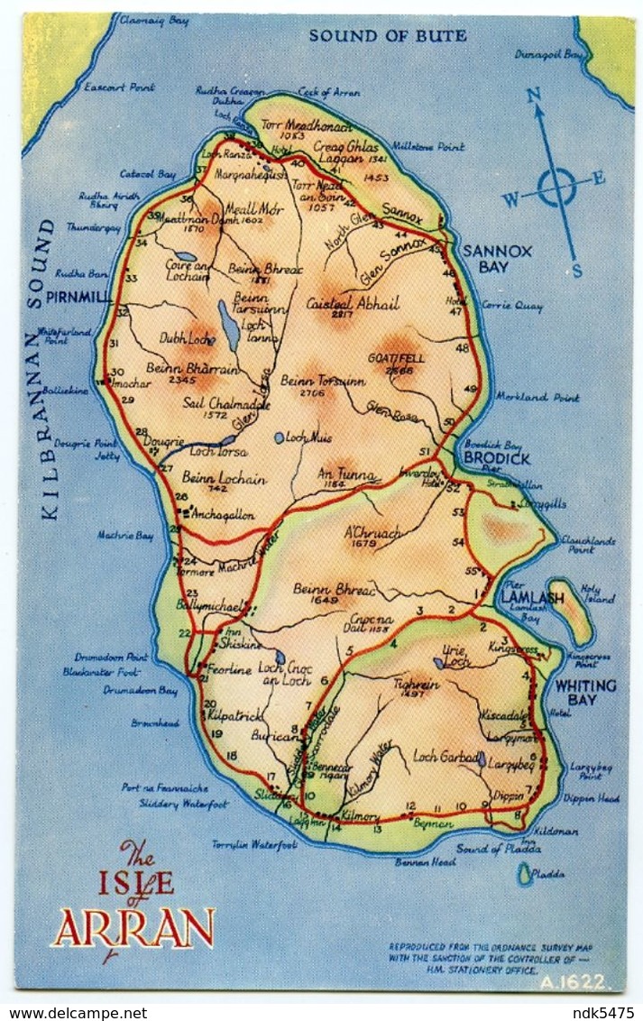 MAP CARD : ISLE OF ARRAN, SCOTLAND - Maps