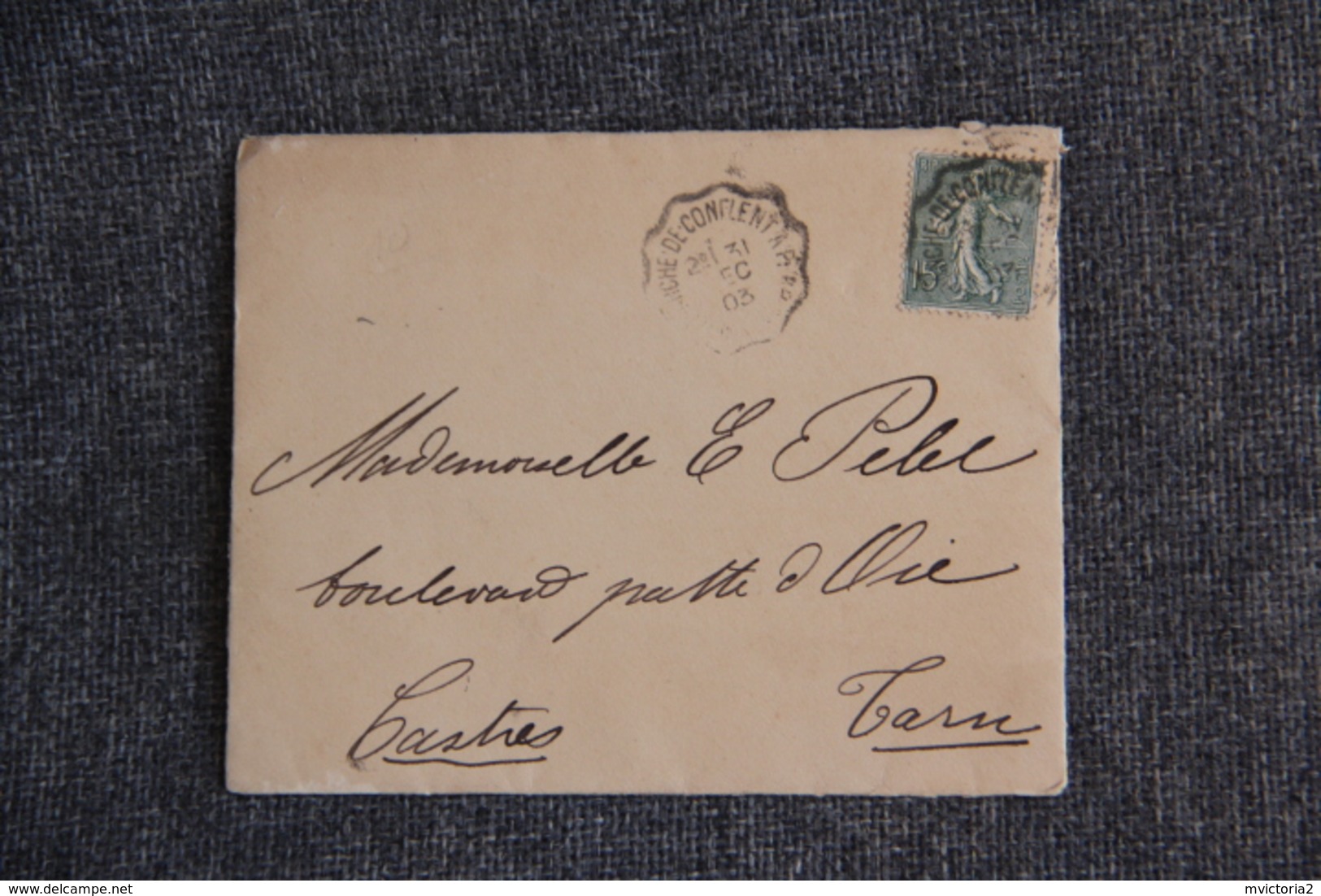 Lettre De VILLEFRANCHE DE CONFLENT  Vers CASTRES - SEMEUSE LIGNEE 15 C VERT OLIVE - 1877-1920: Semi-Moderne