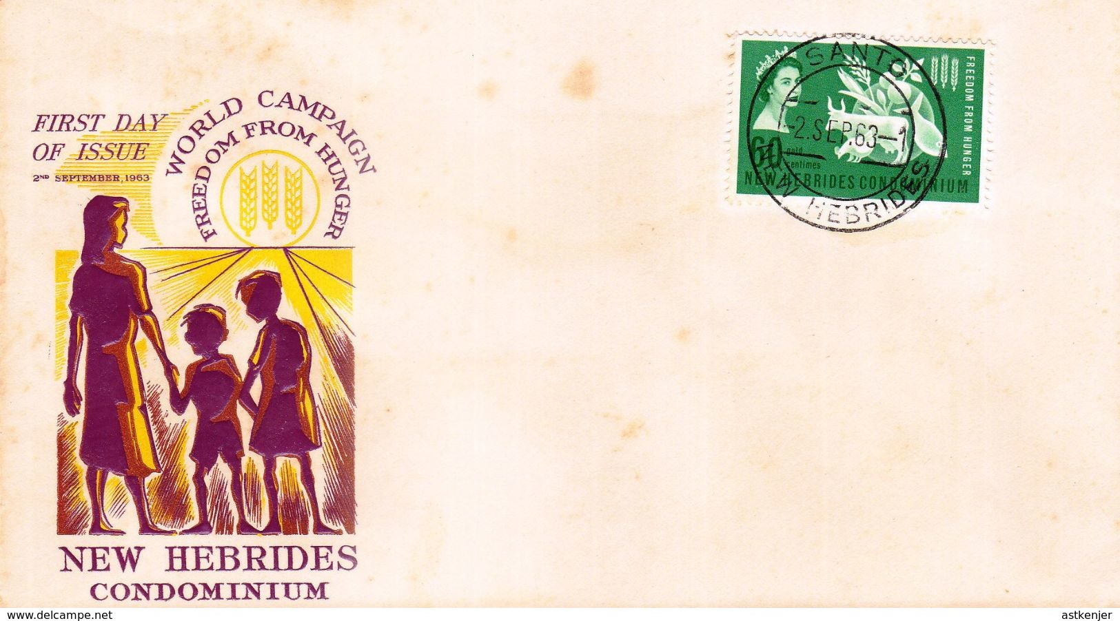 FDC NOUVELLES HEBRIDES 02.09.1963 - Campagne Mondiale Contre La Faim - FDC