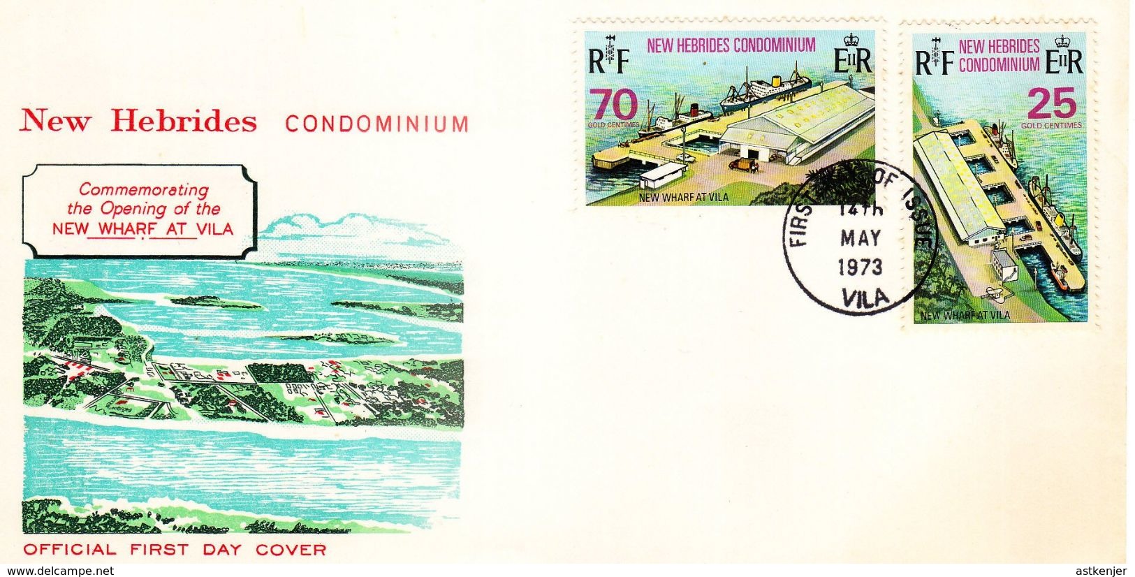 FDC NOUVELLES HEBRIDES 14.05.1973 - Nouveau Quai Public De PORT-VILA - FDC