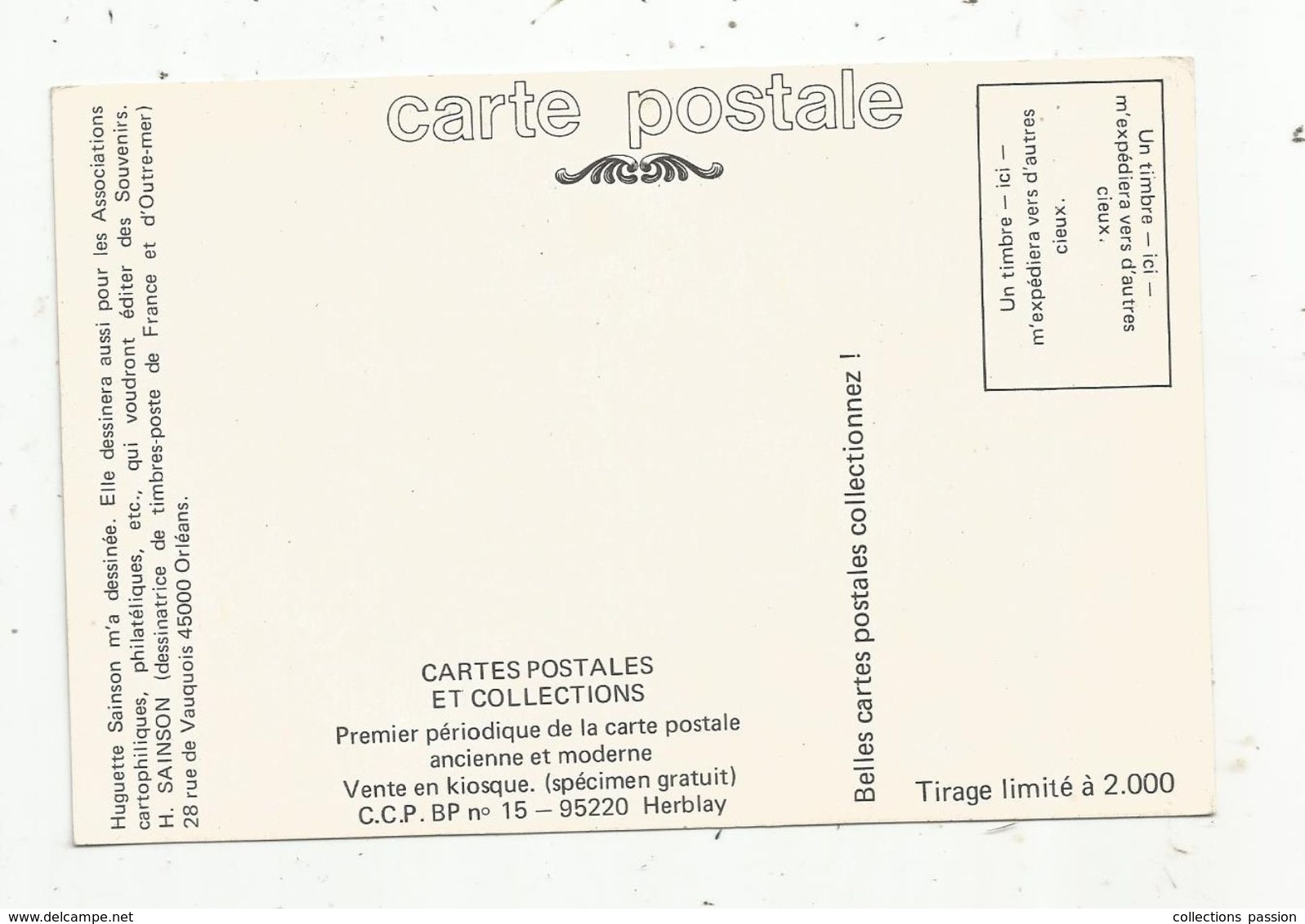 Publicité, Périodique De La Carte Postale , Herblay , Illustrateur H. Sainson, Tirage 2000 Ex. , 2 Scans - Advertising