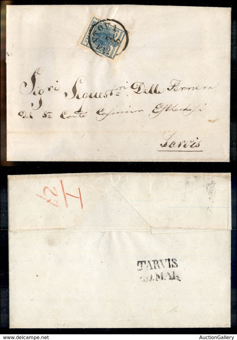 0002 ANTICHI STATI - LOMBARDO VENETO - 45 Cent (17) Con Leggera Costolatura - Lettera Da Mantova A Tarvisio Del 7.5.54 ( - Otros & Sin Clasificación