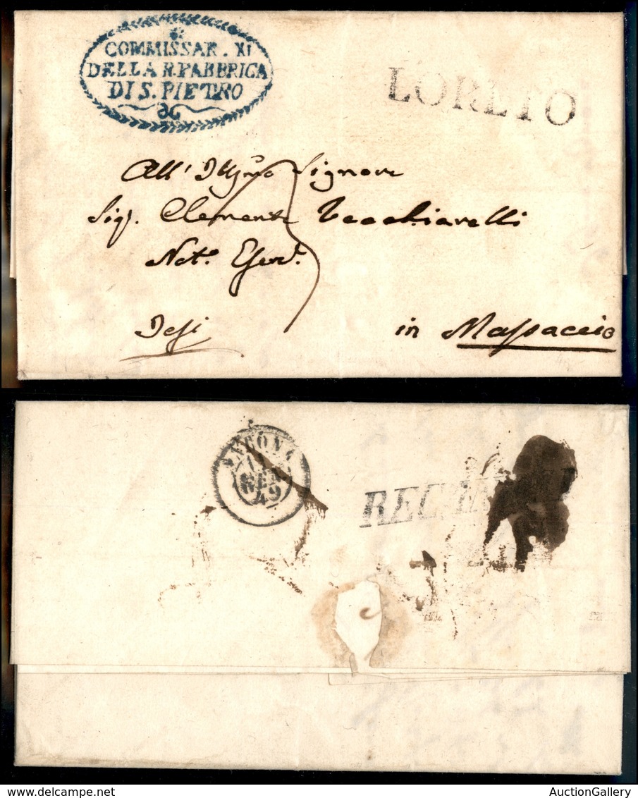 0038 ANTICHI STATI - PONTIFICIO - Repubblica Romana - 1849 - Lettera Da Recanati A Jesi Del 7.1.49 - Andere & Zonder Classificatie