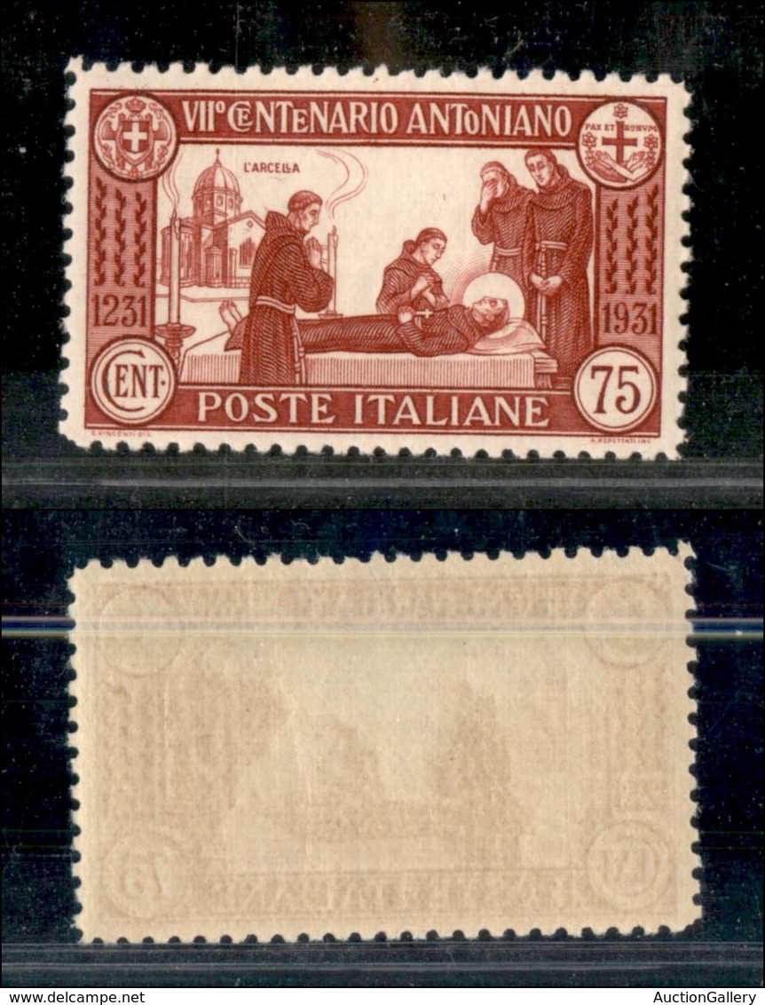 0242 REGNO - 1931 - 75 Cent S.Antonio (298-dentellato 12) - Gomma Integra - Molto Bello E Ben Centrato - Andere & Zonder Classificatie