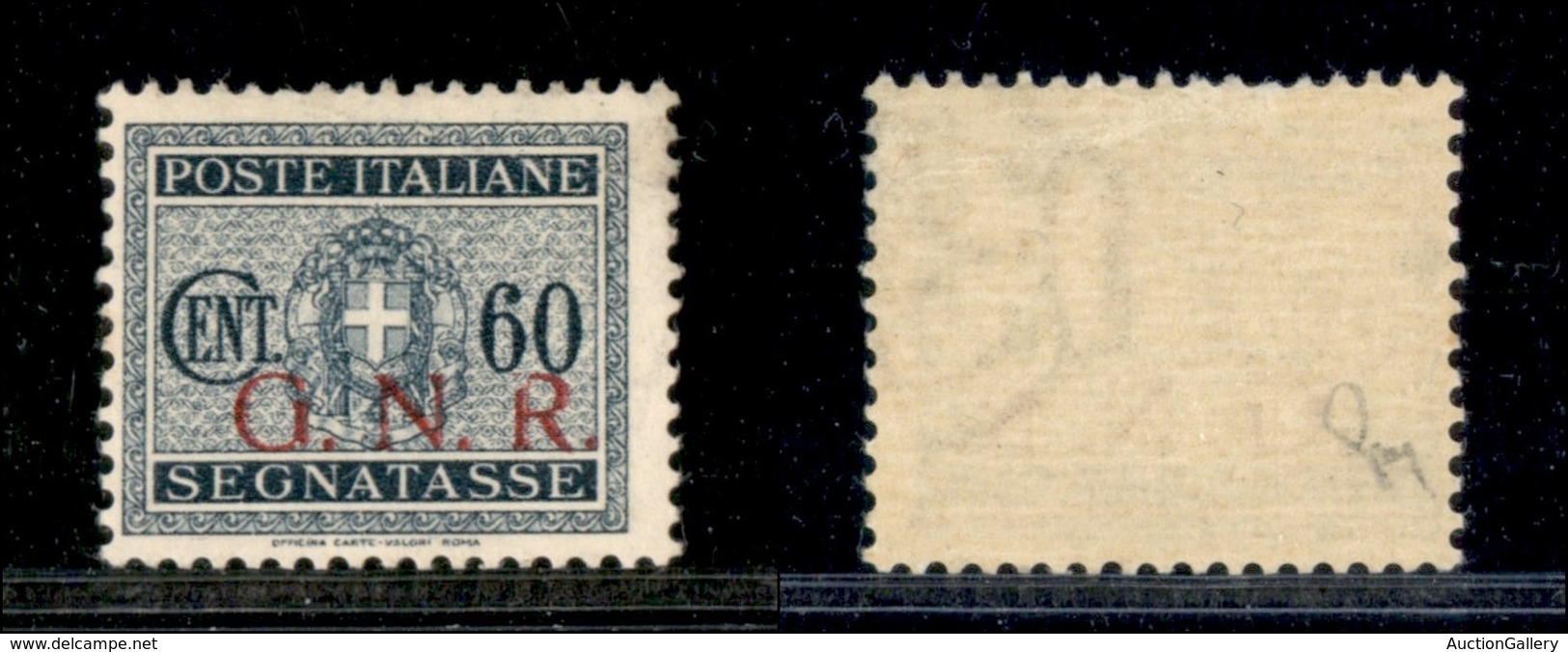 0363 REPUBBLICA SOCIALE - 1943 - GNR Brescia - 60 Cent (54/I-Segnatasse) Con R Rotta (pos.168) - Gomma Integra Con Falla - Andere & Zonder Classificatie