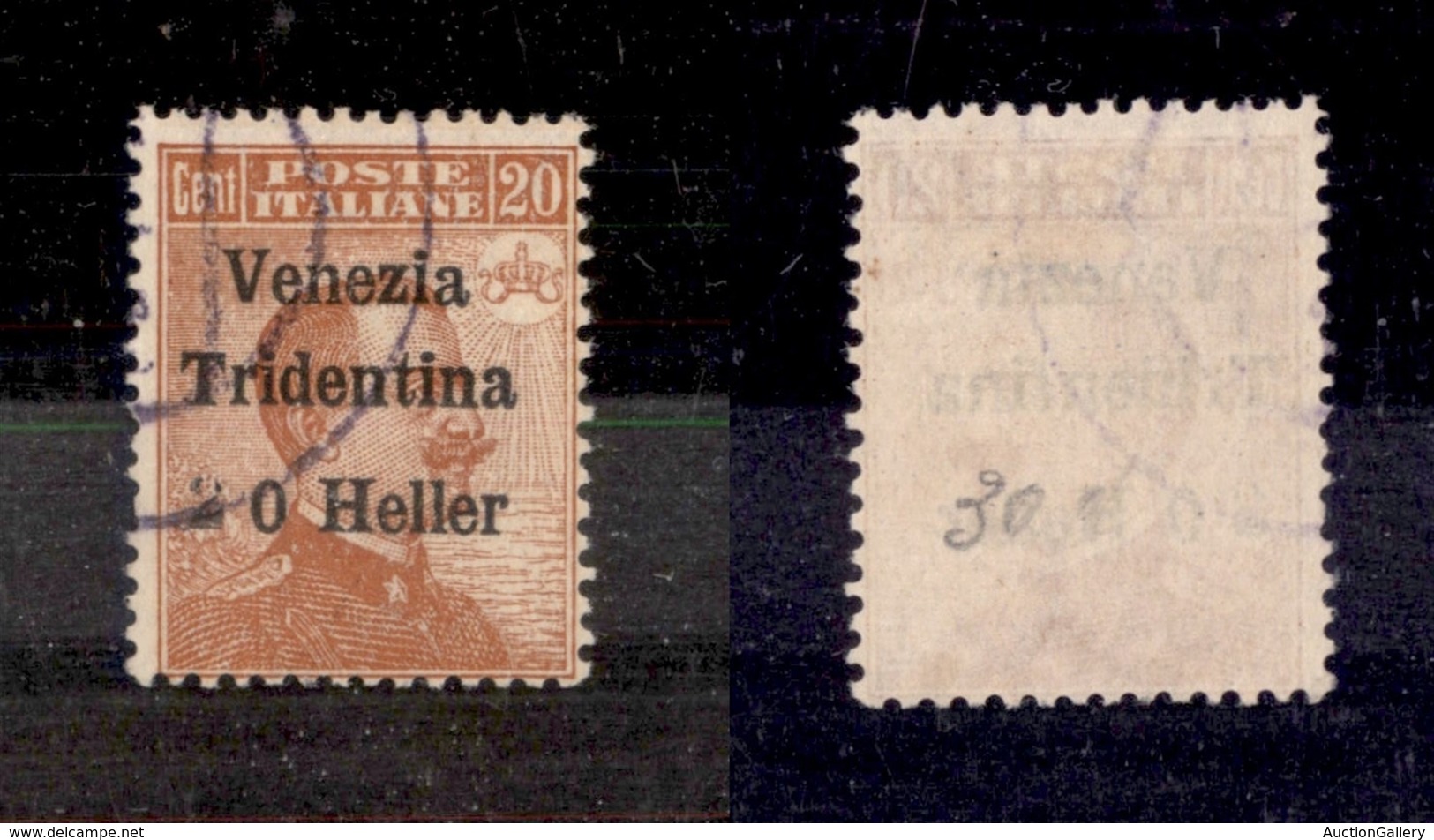 0517 OCCUPAZIONI - TRENTINO ALTO  ADIGE - 1918 - 20 Heller Su 20 Cent (30e) Con 2 Apposto A Mano (500) - Altri & Non Classificati