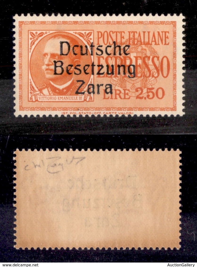 0564 OCCUPAZIONI - ZARA - 1943 - 2,50 Lire Espresso (2) Con E Rotta (pos.15) - Gomma Integra - Cert. AG (750) - Altri & Non Classificati