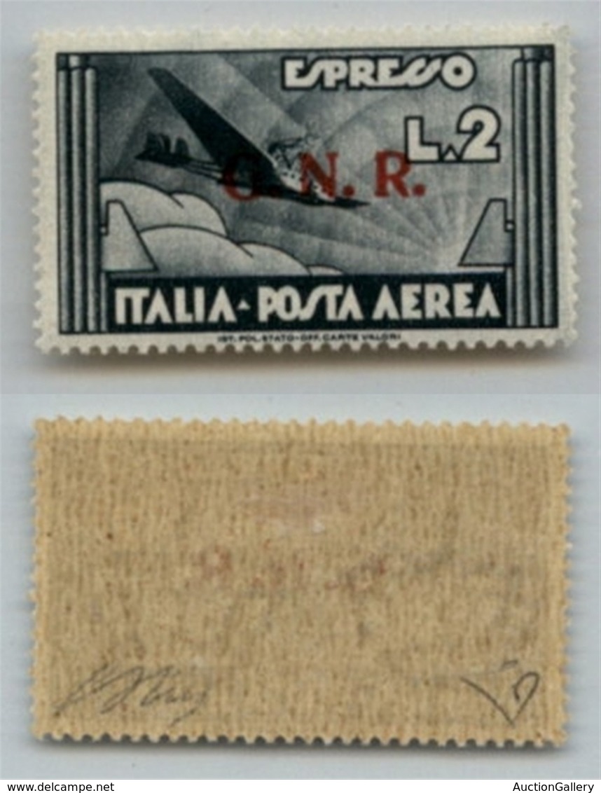 1419 GNR VERONA - 1944 - GNR Verona - 2 Lire Aeroespresso (125) - Oliva + Diena (1.100) - Altri & Non Classificati