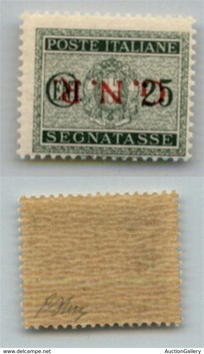 1454 GNR VERONA - 1944 - GNR Verona - 25 Cent (50a - Segnatasse) Con Soprastampa Capovolta - Gomma Integra - Oliva (220) - Altri & Non Classificati