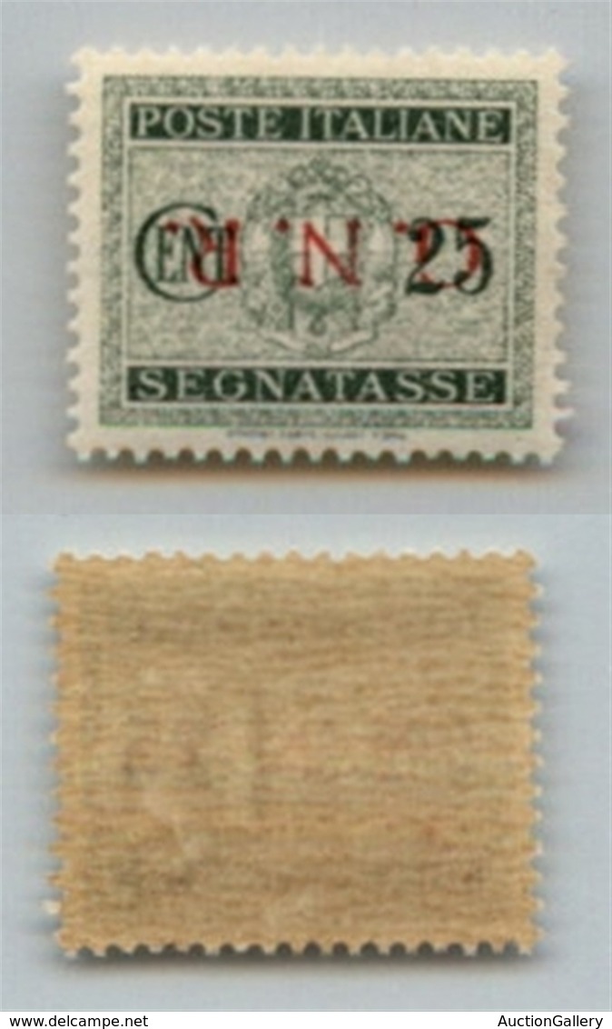 1455 GNR VERONA - 1944 - GNR Veron - 25 Cent (50a - Segnatasse) Con Soprastampa Capovolta - Gomma Integra - Ottimamente  - Altri & Non Classificati