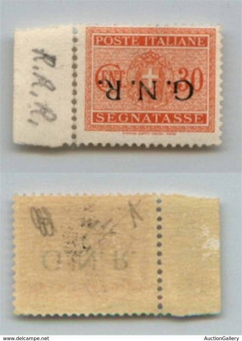 1460 GNR VERONA - 1944 - GNR Verona - 30 Cent (51a - Segnatasse) Con Soprastampa Capovolta - Punto Grosso Dopo R - Non C - Altri & Non Classificati