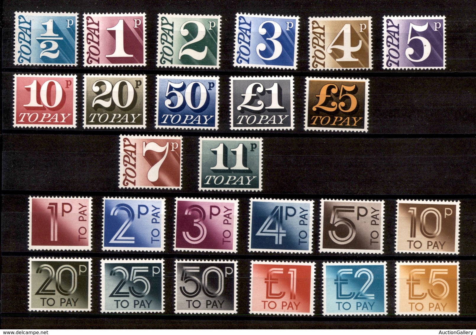 2391 GRAN BRETAGNA - 1970/1982 – Segnatasse – 2 Serie Complete Del Periodo – 25 Valori (unif.73/97) – Gomma Integra (64) - Altri & Non Classificati