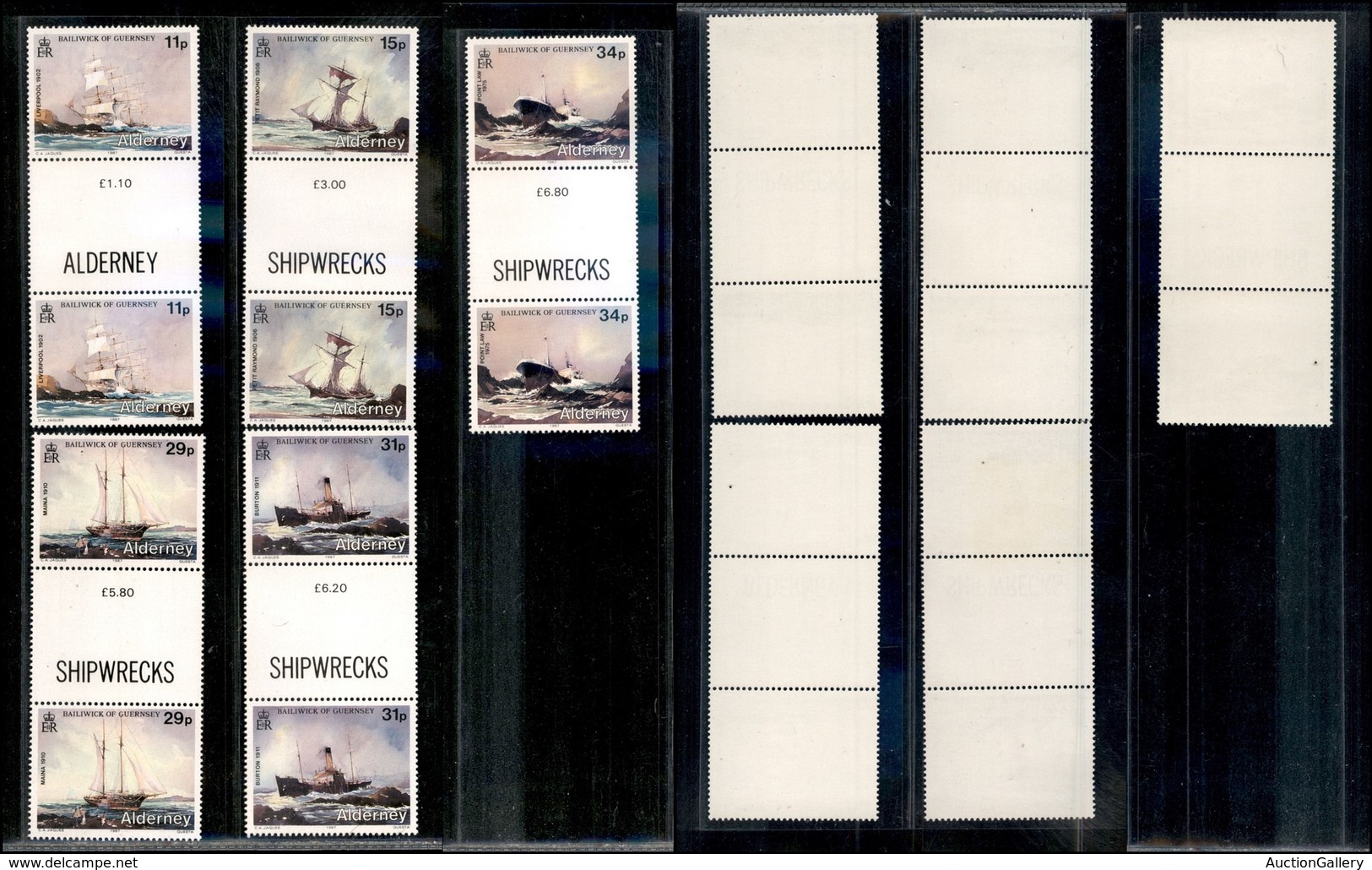 2401 GRAN BRETAGNA - ALDERNEY – 1987 – Ship Wrecks (unif.32/36) – Serie Completa Di 5 Valori In Coppia Verticale Con Int - Altri & Non Classificati