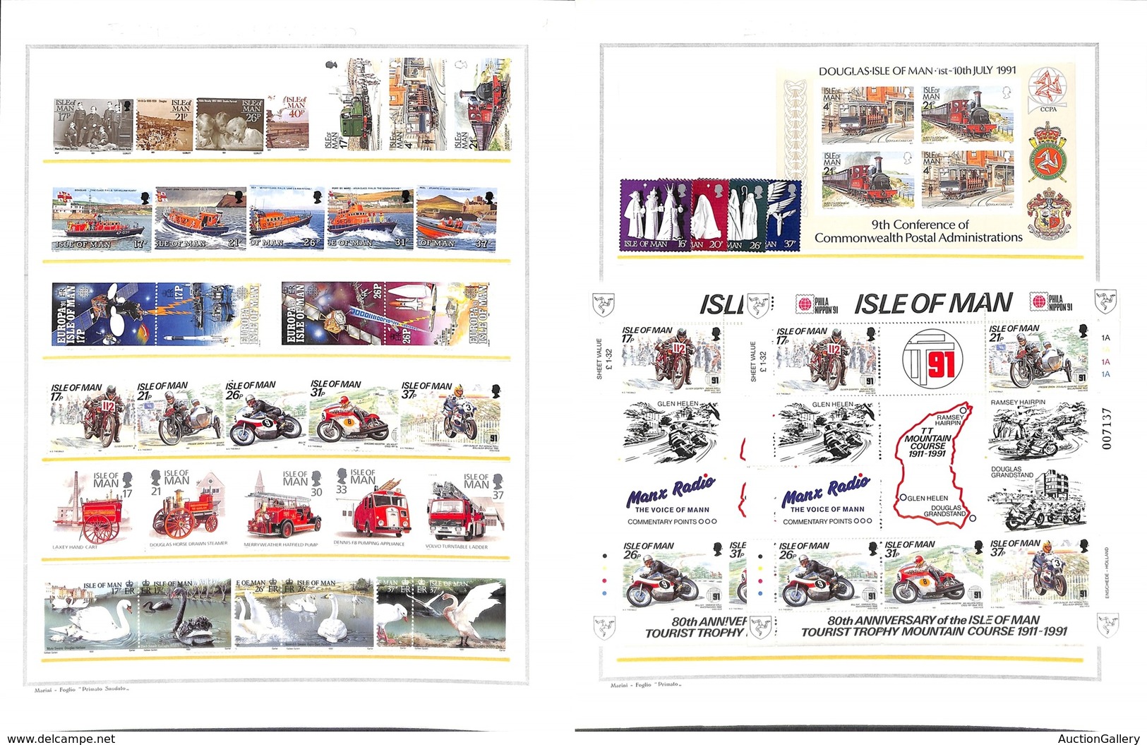 2409 GRAN BRETAGNA - ISLE OF MAN – 1991 – Annata Completa Con Foglietti In 2 Fogli Primato – Gomma Integra – Piccolo Dif - Altri & Non Classificati