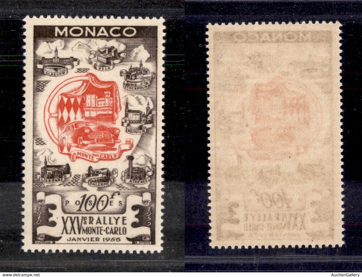 2457 MONACO - 1955 – 25° Rallye Montecarlo (unif.420) – Gomma Integra (130) - Altri & Non Classificati