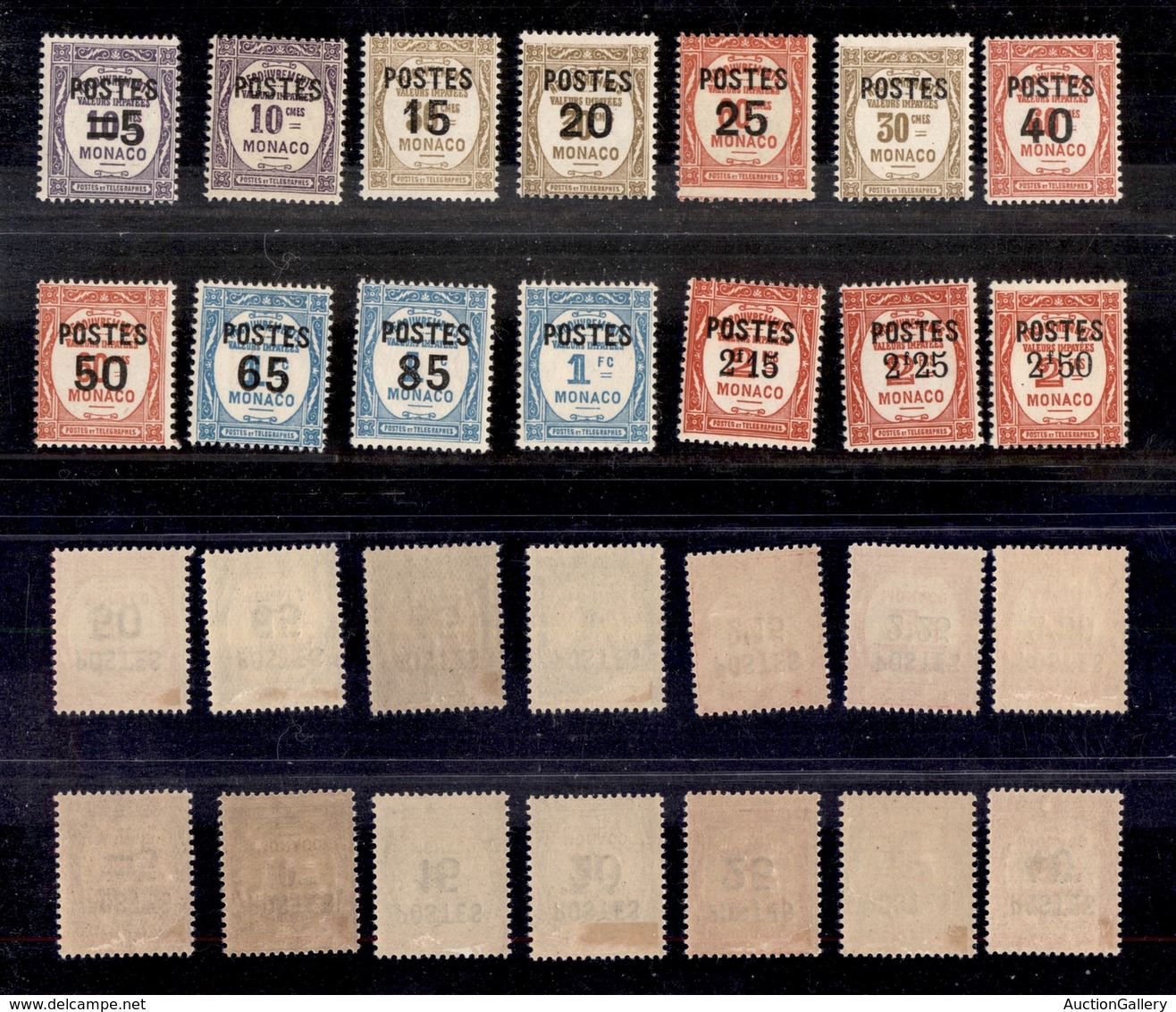 2470 MONACO - 1937 – Segnatasse Soprastampati (unif.140/152A) – Serie Completa Di 14 Valori – Nuovi Con Gomma (100) - Altri & Non Classificati