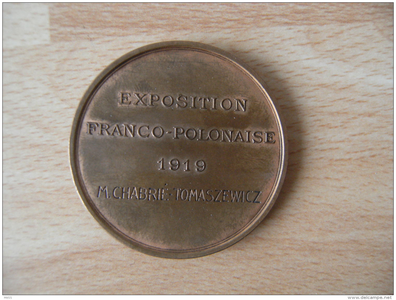 Medaille Bronze  Exposition Franco Polonaise 1919 Chabrie Tomaszewicz Effigie Maria Regis Stanisl - Autres & Non Classés