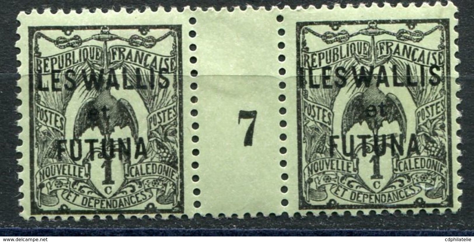 WALLIS ET FUTUNA N°1 * EN PAIRE AVEC MILLESIME 7 (1927) - Unused Stamps