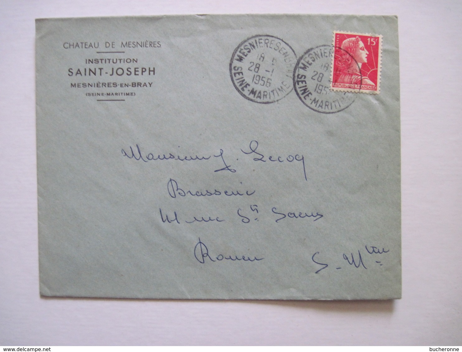 1956  CHATEAU DE MESNIERES En BRAY  76 Institution SAINT-JOSEPH - 1921-1960: Période Moderne