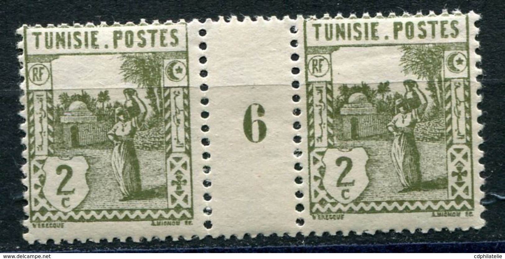 TUNISIE N°121 ** EN PAIRE AVEC MILLESIME 6 (1926) - Neufs
