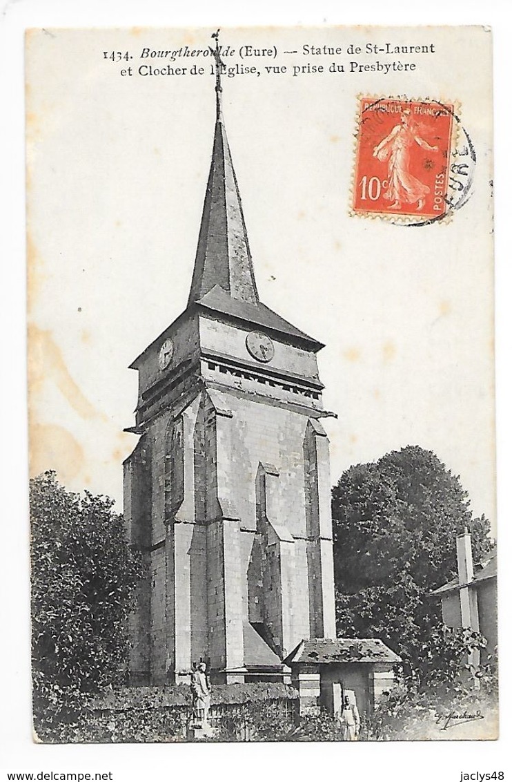 BOURGTHEROULDE  (cpa 27)  Eglise St-Laurent Et Clocher De L'église Vue Prise Du Presbytère  -  L 1 - Bourgtheroulde