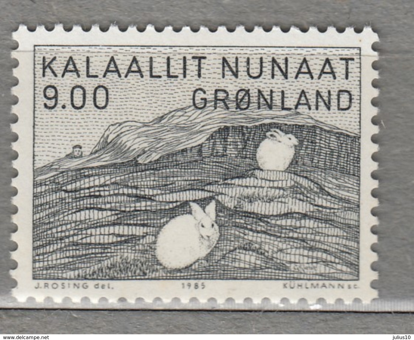 GREENLAND GROENLAND 1985 Painting Rabbit MNH(**) Mi 161 #21598 - Unused Stamps