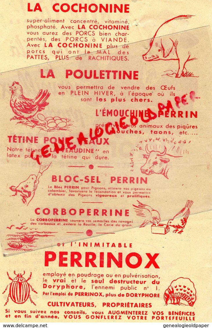 63- OLLIERGUES- RARE PUBLICITE VICTOR PERRIN- LA VEAUDINE- VEAUX PORCELETS- PORCS-COCHON-PERRINOX-DORYPHORE - Landwirtschaft