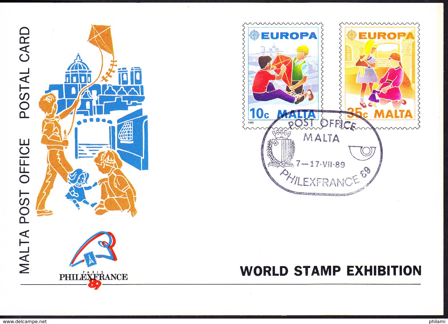 MALTE, ENTIER POSTAL OBL, PHILEXFRANCE 89, TYPE DES TIMBRES EUROPA CEPT DE 1989. (19A) - Malte