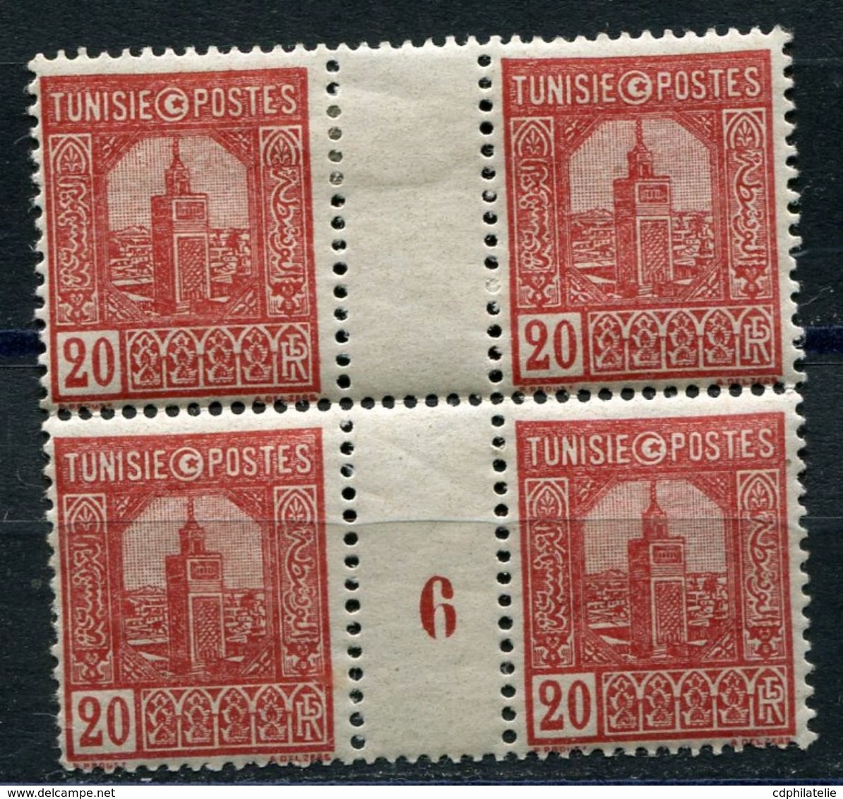 TUNISIE N°126 ** / * EN BLOC DE 4 AVEC MILLESIME 6 (1926)  (millésime **) - Neufs