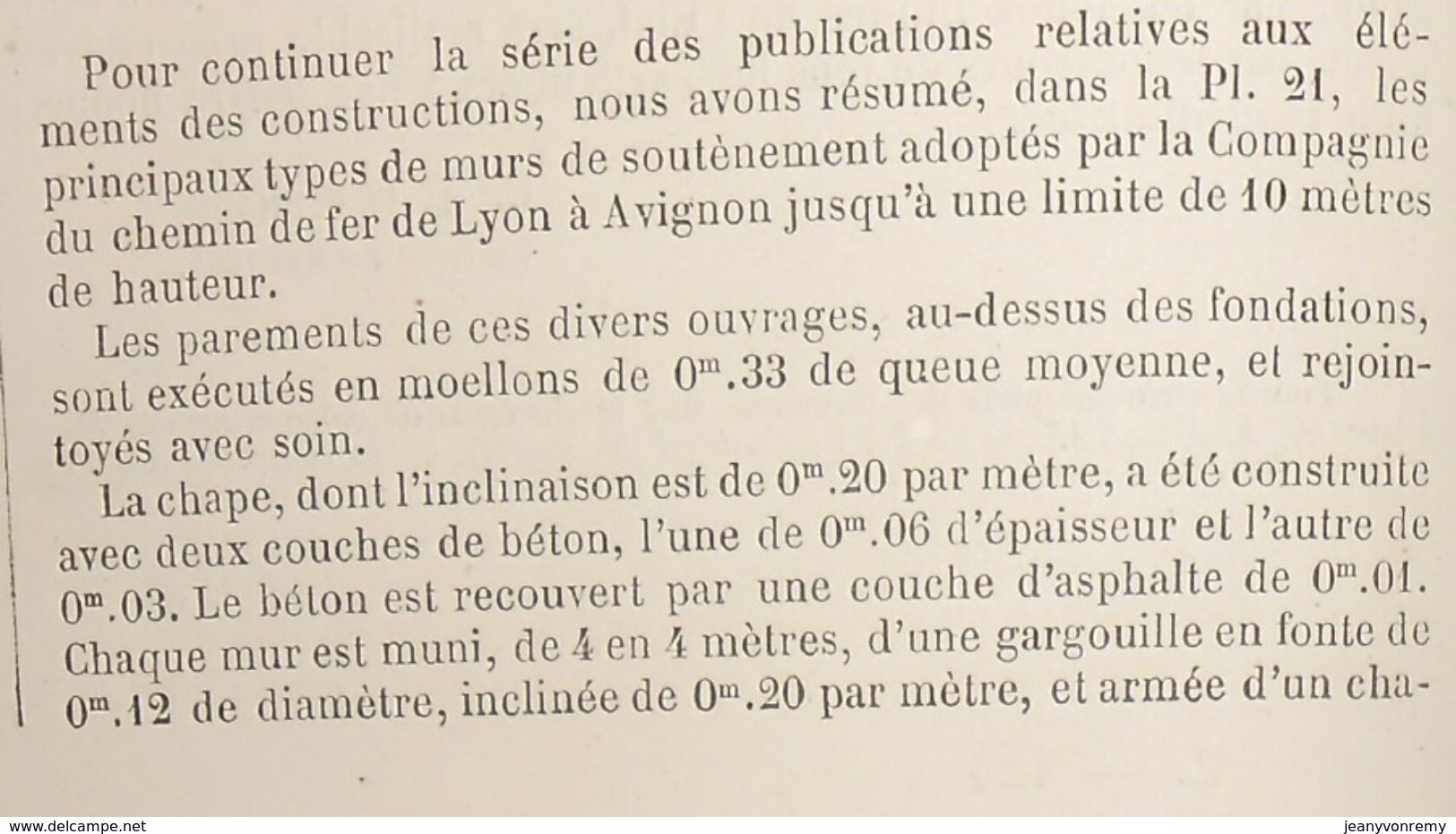 Plan Des Murs De Soutènement Du Chemin De Fer De Lyon à Avignon. 1861 - Travaux Publics