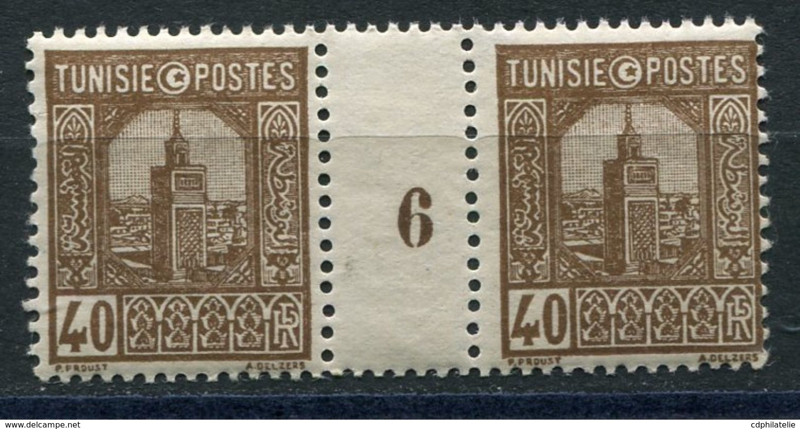 TUNISIE N°131 ** EN PAIRE AVEC MILLESIME 6 (1926) - Ungebraucht