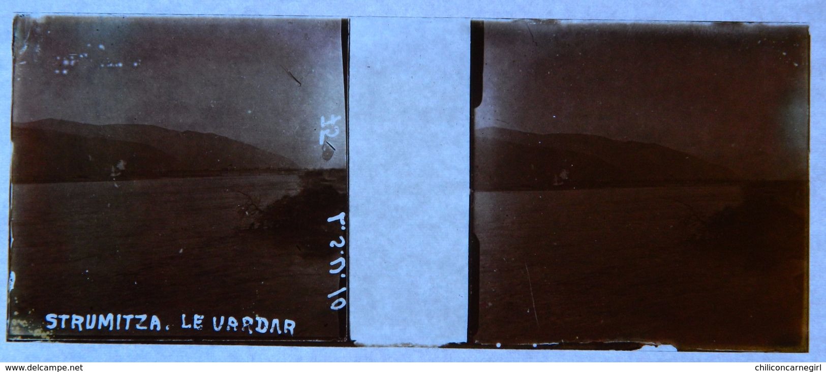 WW1 - WWI - PHOTO STEREO SUR PLAQUE DE VERRE - STROUMITZA - STRUMITZA - LE VARDAR - MACEDOINE - 10,6 X 4,4 Cm - Photos Stéréoscopiques