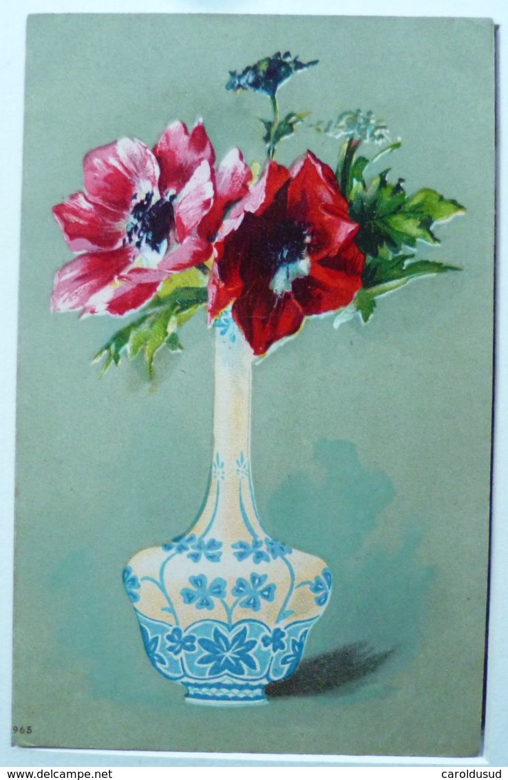 CPA precurseur lot 5x litho chromo illustrateur KLEIN ETC PAVOT PAVOTS COQUELICOT COQUELICOTS DANS VASE