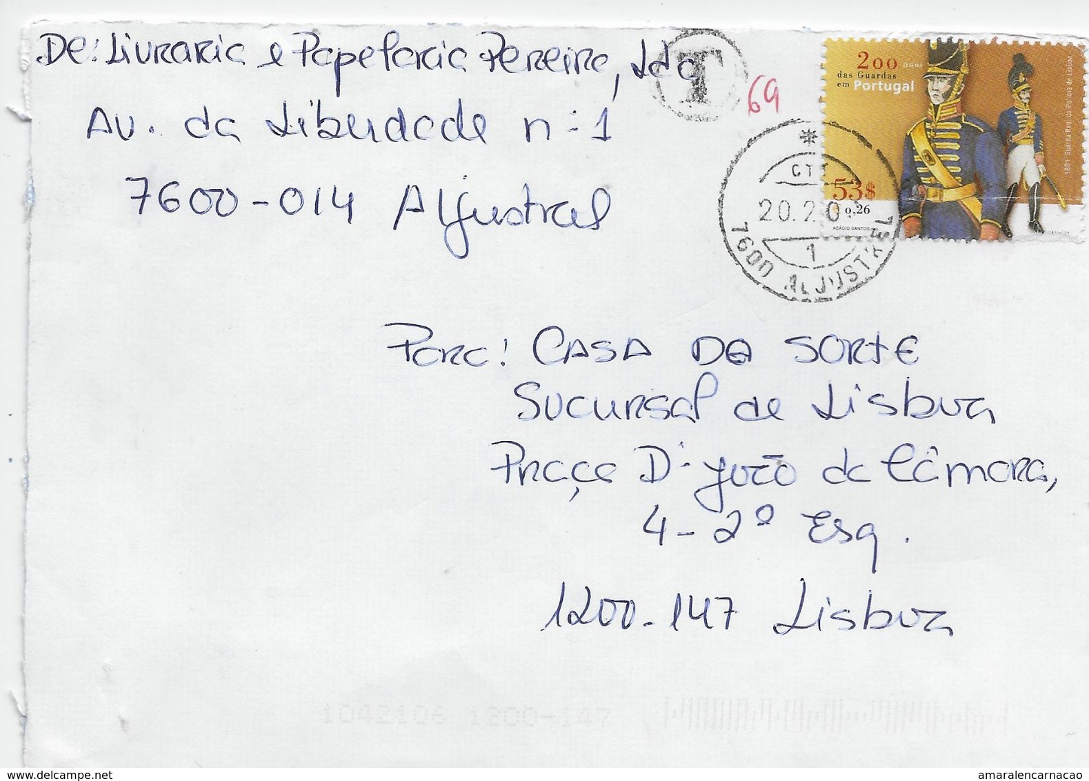 TIMBRES - STAMPS - MARCOPHILIE - PORTUGAL - LETTRE AVEC CODE À BARRES ET INSUFFISANCE DE TAUX PÉNALISÉ EN 69$00 - Lettres & Documents