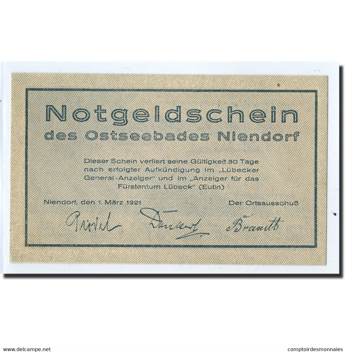 Billet, Allemagne, Niendorf, 25 Pfennig, Paysage, 1921, 1921-03-01, SPL - Other & Unclassified