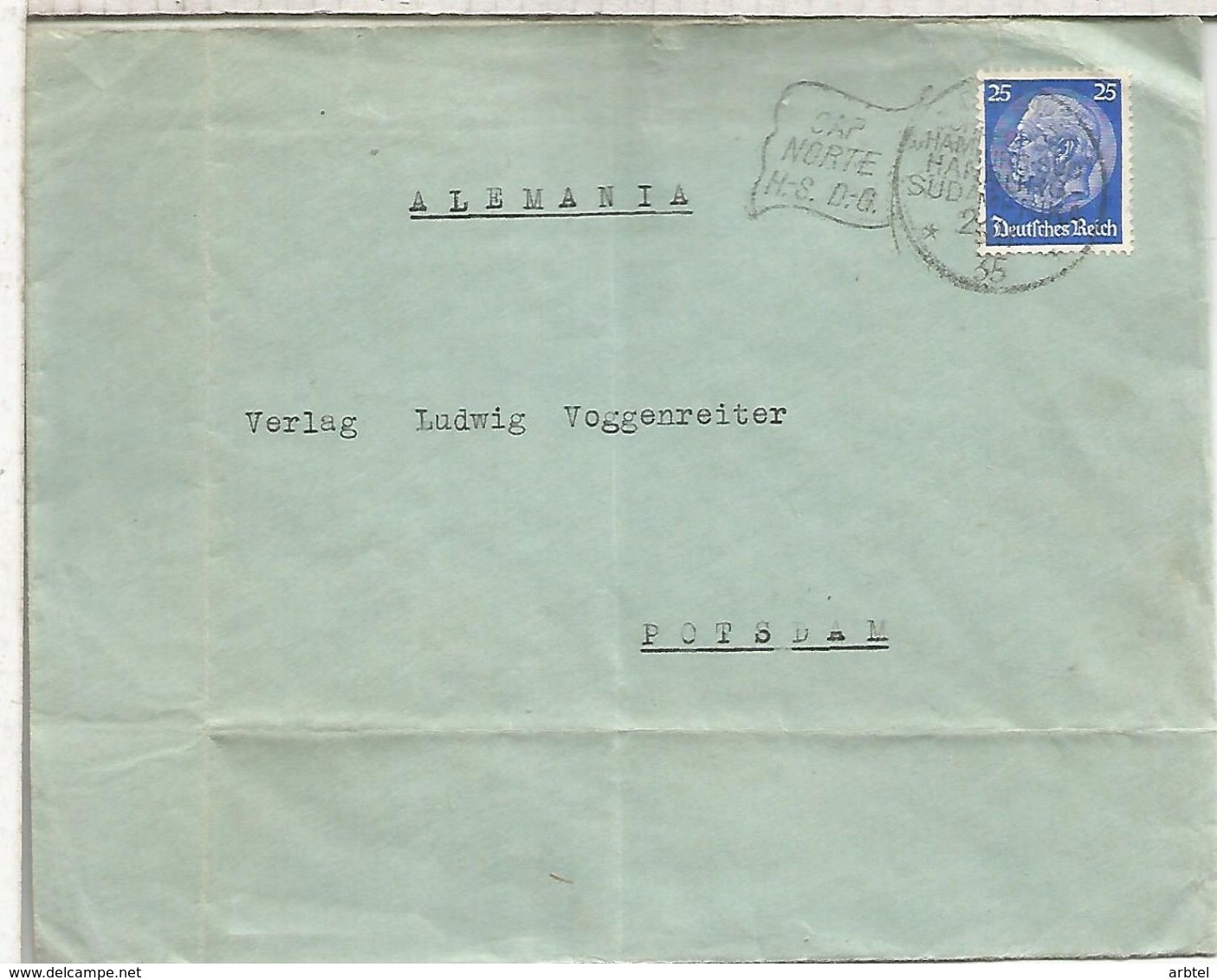 ALEMANIA PAQUEBOT CAP NORTE SUDAFRIKA LINE 1935 - Cartas & Documentos