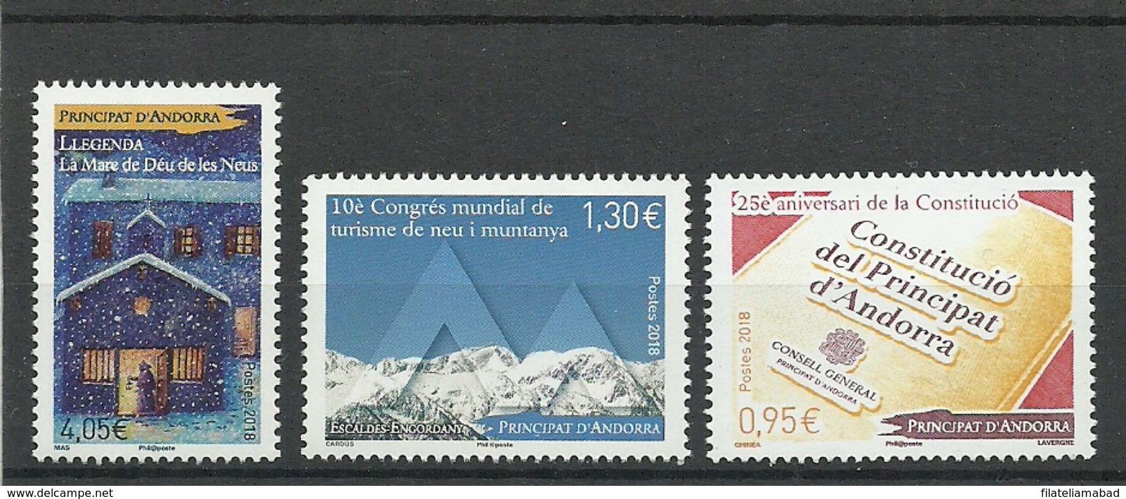 ANDORRA LOS 3 PRIMEROS SELLOS CORREO FRANCES 2018 ( S.5A.C.03.18) - Nuevos