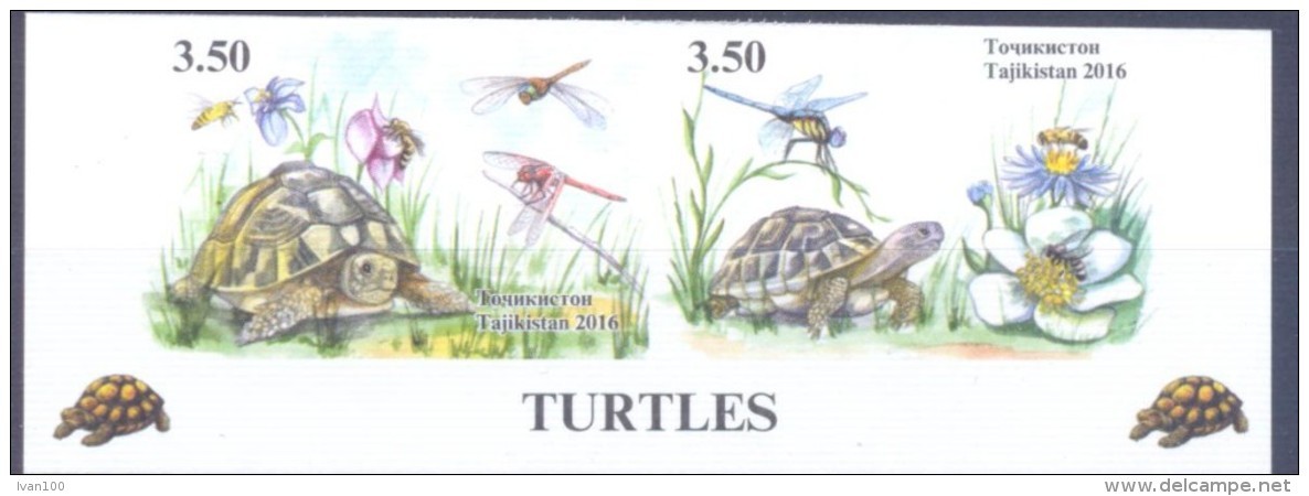 2016. Tajikistan, Turtles, 2v IMPERFORATED,  Mint/** - Tayikistán