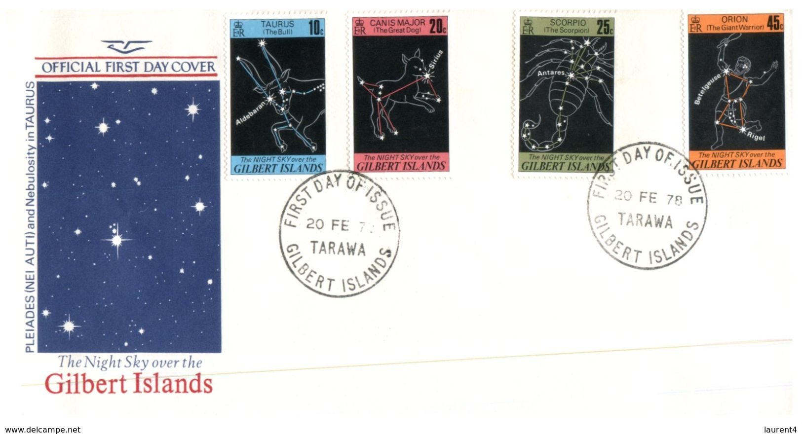 (999) Gilbert Island FDC Cover - Night Sky Over Gilbert Isl - Stars Constellation - Altri - Oceania