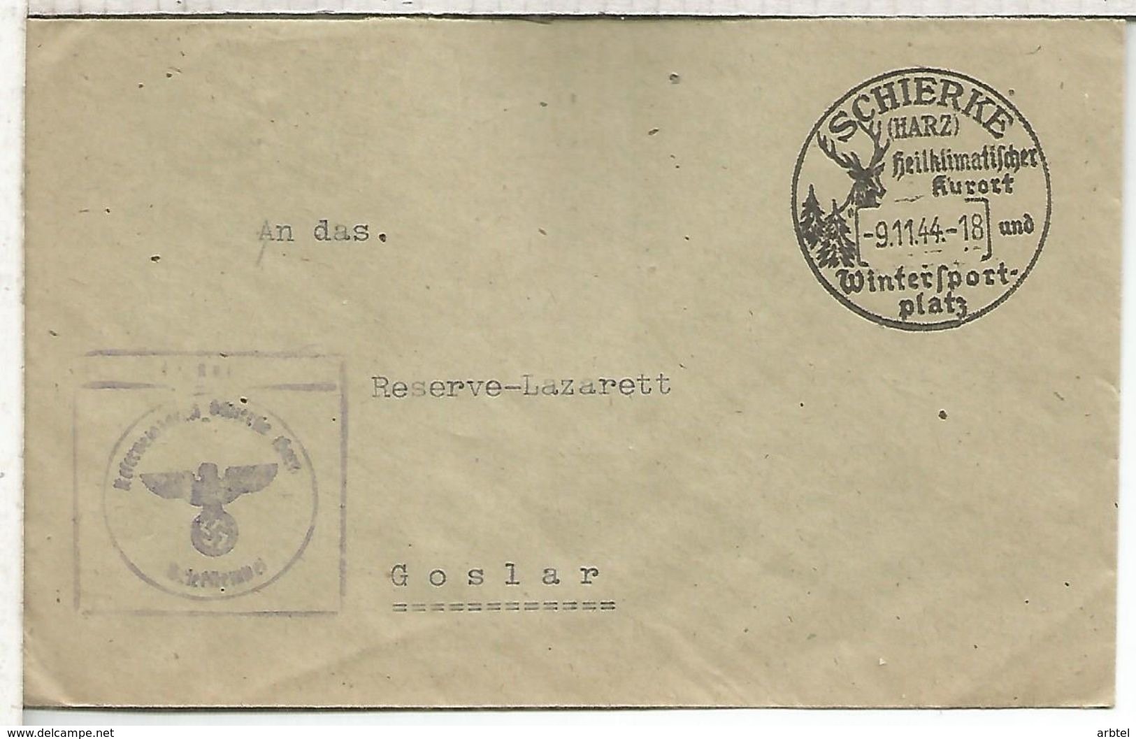 ALEMANIA 1944 SCHIERKE FELDPOST DEPORTES DE INVIERNO CAZA WINTER SPORTS - Cartas & Documentos