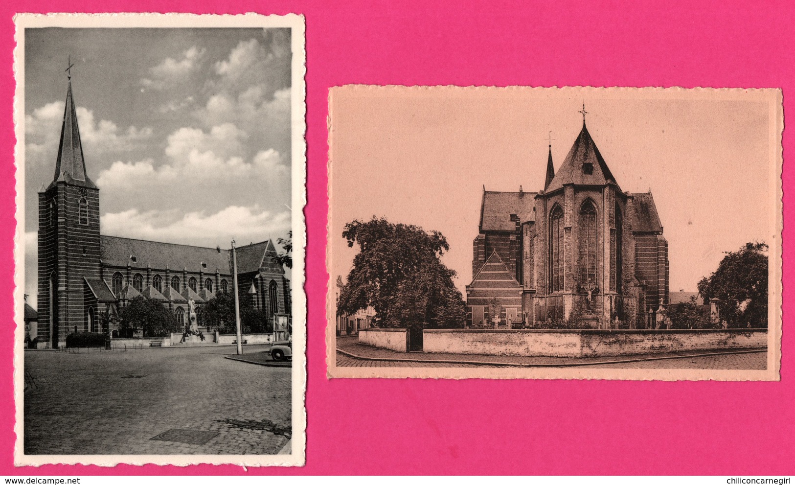 2 Cp - Boechout - De Kerk - Het Koor Van De Kerk - Kruisbeeld Van Het Grafmonument Der Familie Moretus 1791 - Eglise - Boechout