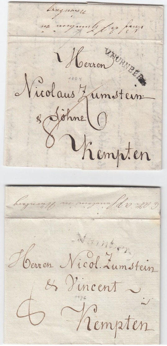 1796-1804, Hohenstein, Zwei Forwarded-Briefe Mit L1 V. NUeRNBERG, NUeRNBERG Nach Kempten 1796-1804, Hohenstein, Zwei For - Sachsen