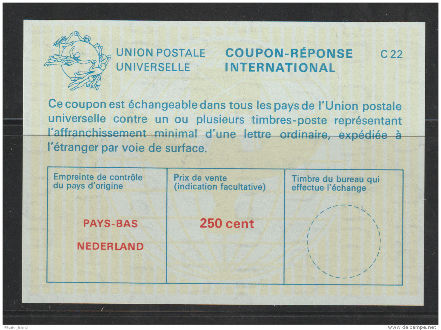 Nederland Antwoordcoupon C 22    250 Cent  Groenige  Ondegrond - Postal Stationery