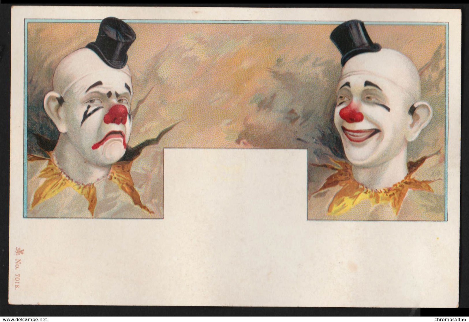 CHROMO GRAND FORMAT - Clowns Avec Chapeau Haut De Forme - 140x93 Mm - Autres & Non Classés