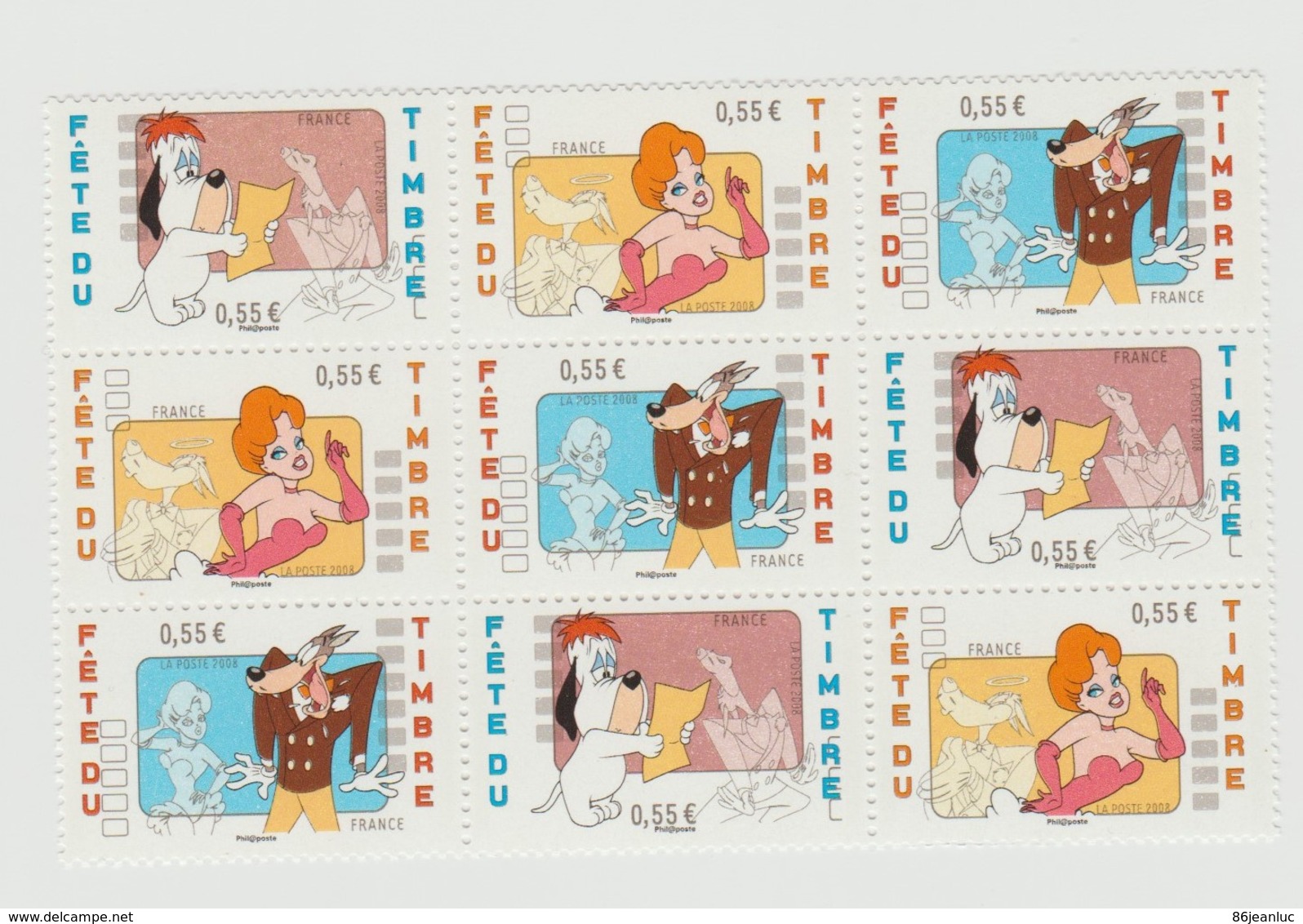 France : Bloc De 9 Timbres, Soit 3 Bandes Ou Colonnes Des N° 4146 à 4148 - "Journée Du Timbre 2008 - TEX AVERY" - Unused Stamps