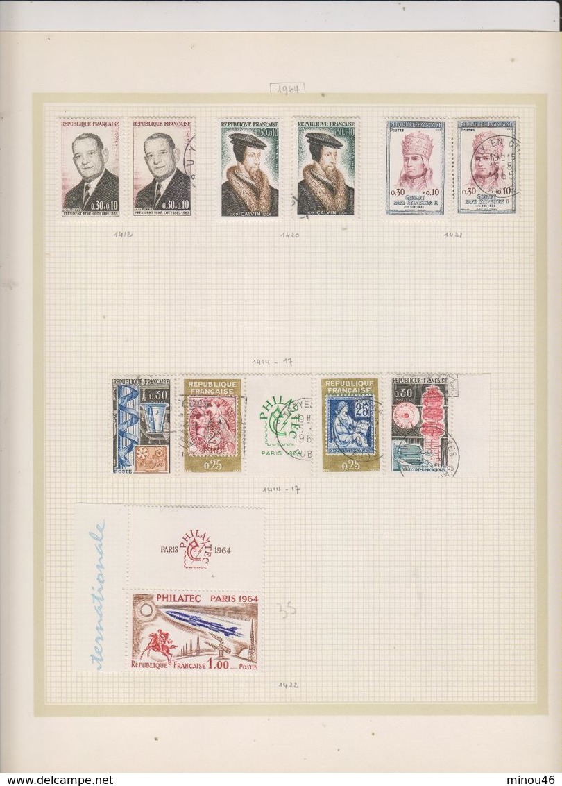 ALBUM FRANCE : 1962 A 1978 INCLUS DE 62 FEUILLES.NEUFS ET OBLITERES .QUASI COMPLET.TIMBRES T.B.ETAT.VOIR SCANS ET DESC. - Collections (en Albums)