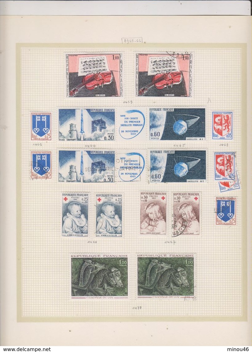 ALBUM FRANCE : 1962 A 1978 INCLUS DE 62 FEUILLES.NEUFS ET OBLITERES .QUASI COMPLET.TIMBRES T.B.ETAT.VOIR SCANS ET DESC.